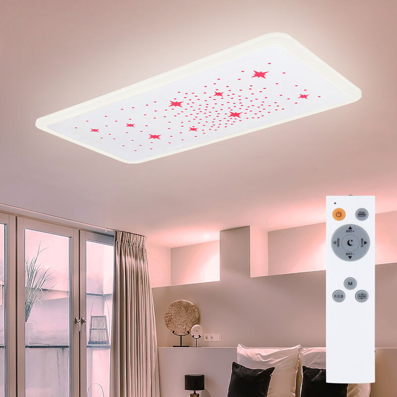 LED Deckenleuchte rechteckiges Panel Schirm mit Stern-Stanzungen 30 Watt dimmbar