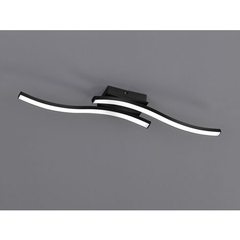 LED Deckenleuchte ROUTE 2 flammig Metall Schwarz, Warmweiß, Breite 56cm