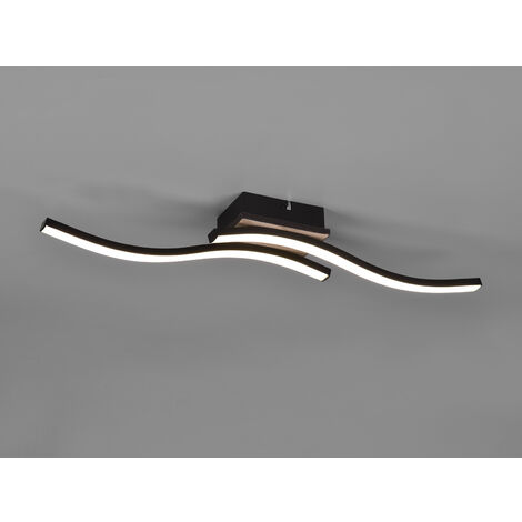 LED Deckenleuchte ROUTE flach Schwarz 2 flammig Warmweiß, Breite 56cm