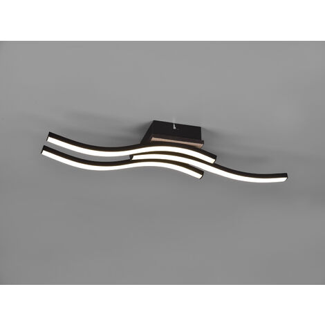 LED Deckenleuchte ROUTE flach Schwarz 3 flammig Warmweiß, Breite 56cm