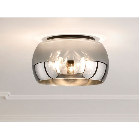 LED Deckenleuchte rund aus Rauchglas Industrial, Ø 40cm