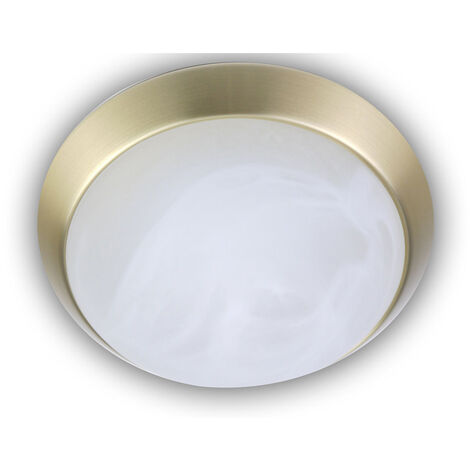 LED-Deckenleuchte rund, Glas Alabaster, Dekorring Messing matt, Ø 30cm