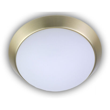 LED-Deckenleuchte rund, Opalglas matt, Dekorring Messing matt, Ø 40cm
