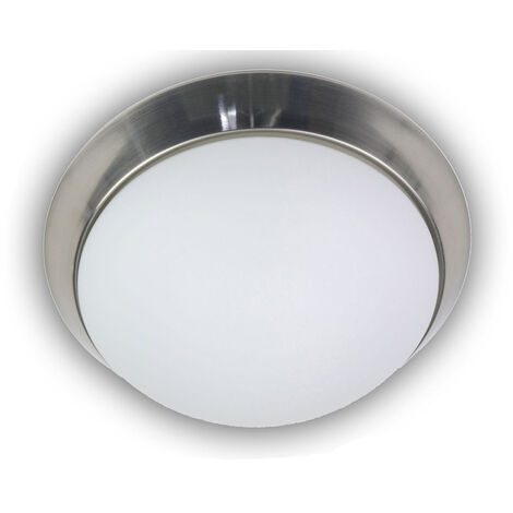 LED-Deckenleuchte rund, Opalglas matt, Dekorring Nickel matt, Ø 40cm
