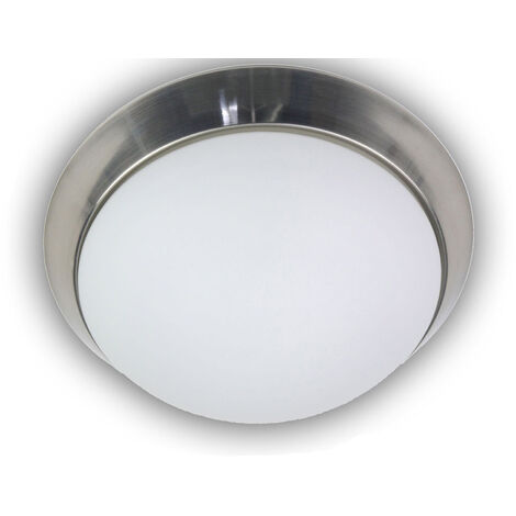 LED-Deckenleuchte rund, Opalglas matt, Dekorring Nickel matt, Ø 50cm