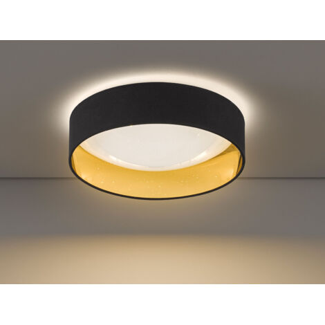 LED Deckenleuchte SETE, Stoffschirm Schwarz Gold, Ø 40cm