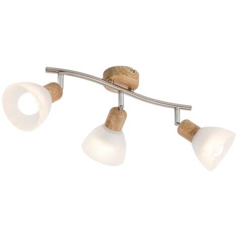 LED Deckenleuchte Spots verstellbar holzoptik Glas alabaster Optik B 40 cm