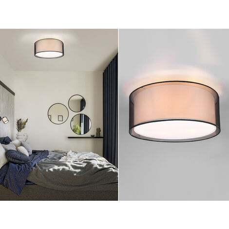 LED Deckenleuchte Stoff 2-lagig Organza transparent Schwarz innen Weiß, Ø 50cm