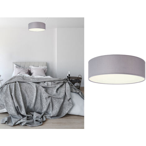 LED Deckenleuchte Stoff Grau / Abdeckung satiniert, Ø 30cm