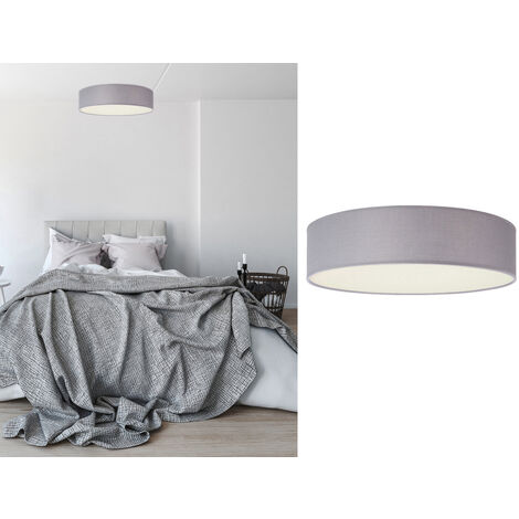 LED Deckenleuchte Stoff Grau / Abdeckung satiniert, Ø 40cm