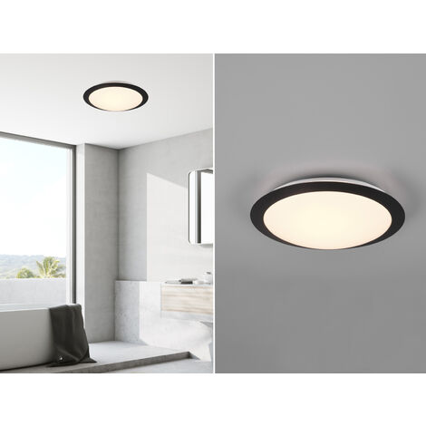 LED Deckenleuchte UMBERTO in Schwarz IP44 Badlampe, Ø 29cm