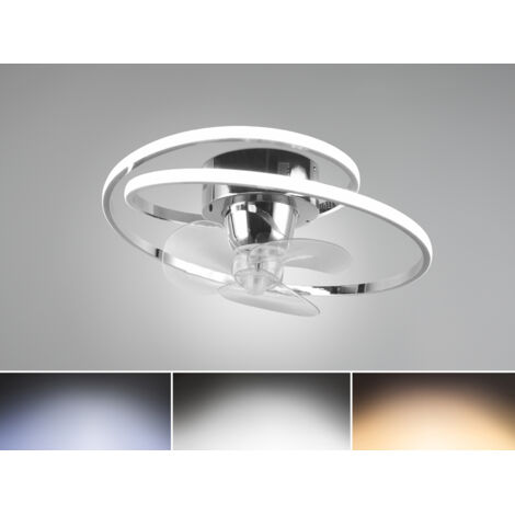LED Deckenleuchte UMEA in Silber Chrom mit integriertem Ventilator, Ø 50cm