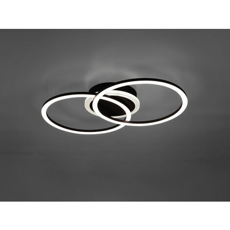 LED Deckenleuchte VENIDA 2 Ringe Schwarz, dimmbar, Breite 50cm
