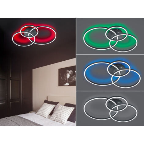 LED Deckenleuchte WINONA mit Fernbedienung dimmbar Schwarz, Breite 78cm