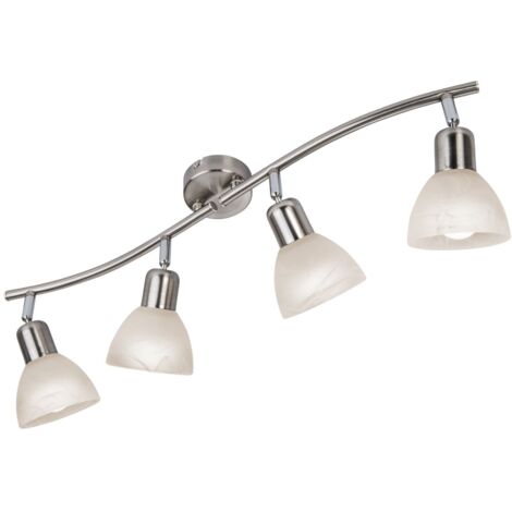 LED Deckenleuchte Wohnzimmerlampe Deckenspots Metall Glas Alabaster B 70 cm