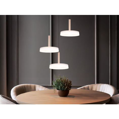 LED Deckenleuchte Wohnzimmerlampe Metall Coffee 3-flammig Switch Dimmer H 200 cm