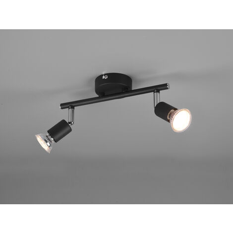 LED Deckenstrahler 2-flammig Metall Schwarz, Breite 25cm