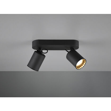 LED Deckenstrahler 2-flammig Metallschirm Schwarz, Breite 24cm