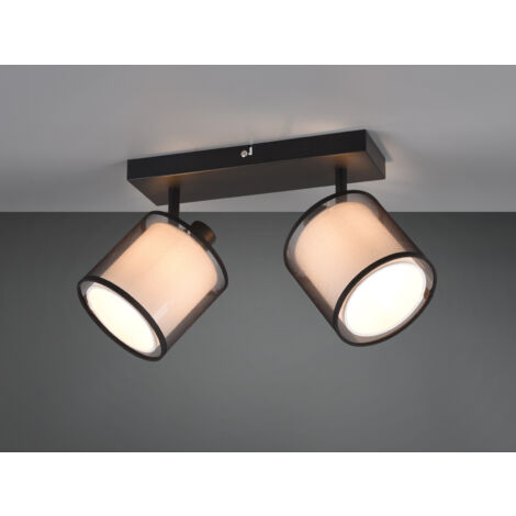 LED Deckenstrahler 2-flammig Stoff Organza Schwarz Weiß, Breite 32,5cm