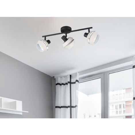 LED Deckenstrahler 3-flammig Schwarz, Metallschirme Grau, Breite 54cm