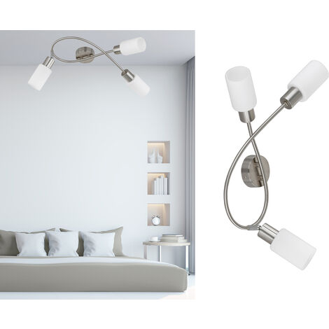 LED Deckenstrahler 3-flammig Silber Opal Glasschirme Weiß, Breite 45cm