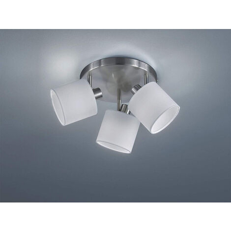 LED Deckenstrahler 3-flammig Silber & Stoffschirme Weiß, Ø 25cm