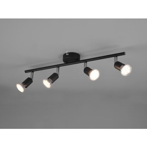 LED Deckenstrahler 4-flammig Metall Schwarz, Breite 50cm
