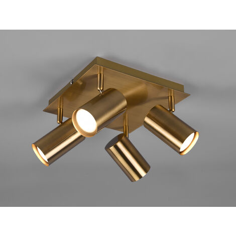 LED Deckenstrahler Altmessing 4-flammig, Quadrat 24cm