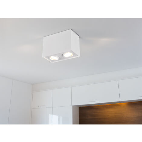 LED Deckenstrahler eckig 2-flammig Weiß, Breite 17cm