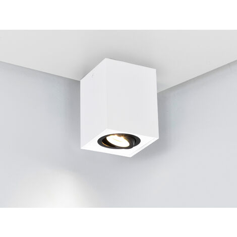 LED Deckenstrahler eckig Weiß-Schwarz, Breite 9,6cm