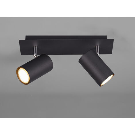 LED Deckenstrahler Metall Schwarz 2-flammig, Breite 30cm