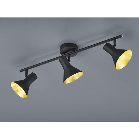 LED Deckenstrahler Metall Schwarz Gold 3-flammig, Breite 58cm