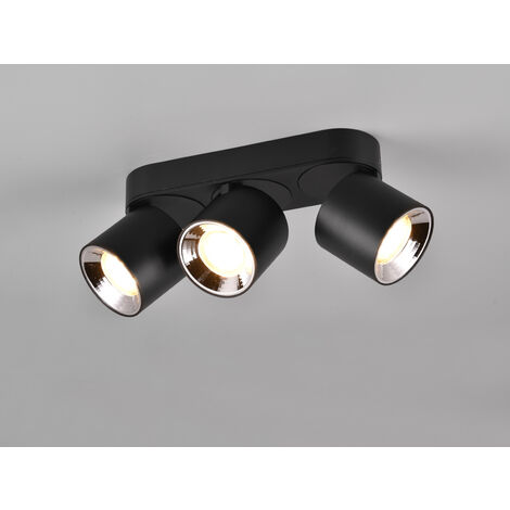 LED Deckenstrahler Schwarz 3 Spots schwenkbar dimmbar, Breite 27cm