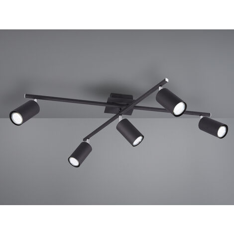 LED Deckenstrahler Schwarz 5-flammig, verstellbare Spots, Breite 77,5cm