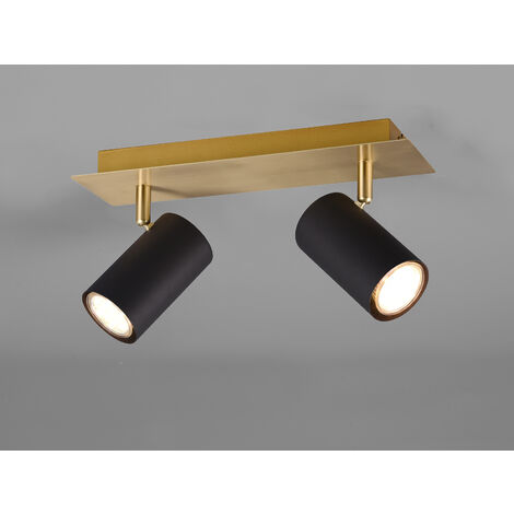 LED Deckenstrahler Schwarz Gold 2-flammig, Breite 30cm