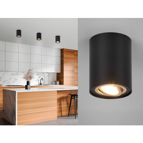 LED Deckenstrahler Schwarz-Gold mit schwenkbarem Spot, Ø 9,6cm
