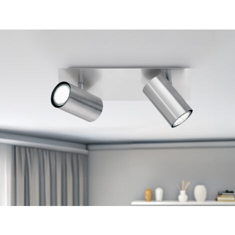 LED Deckenstrahler Silber 2-flammig, Breite 30cm