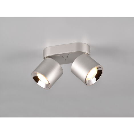 LED Deckenstrahler Silber 2 Spots schwenkbar dimmbar, Breite 18cm