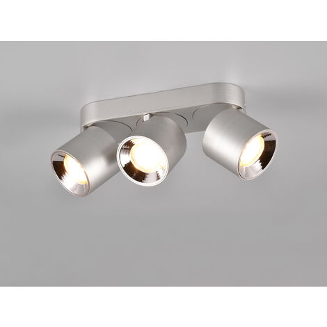 LED Deckenstrahler Silber 3 Spots schwenkbar dimmbar, Breite 27cm