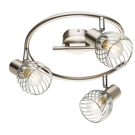 LED Deckenstrahler Silber, Rondell 3-flammig Gitter Lampenschirme, Ø 28cm