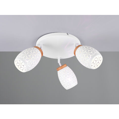 LED Deckenstrahler Weiß 3-flammig mit Stanzmuster, Ø58cm