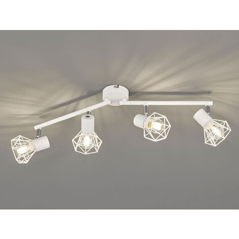 LED Deckenstrahler Weiß 4-flammig, Gitterlampe schwenkbar, Breite 60cm