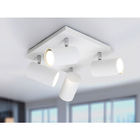LED Deckenstrahler Weiß 4-flammig, Quadrat 24cm