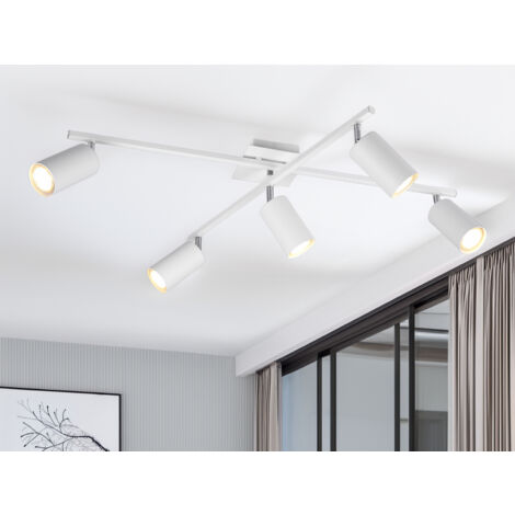 LED Deckenstrahler Weiß 5-flammig, verstellbare Spots, Breite 77,5cm