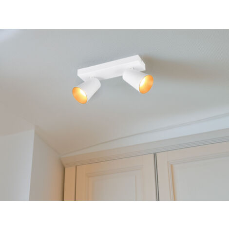 LED Deckenstrahler Weiß Gold 2-flammig, Breite 28cm