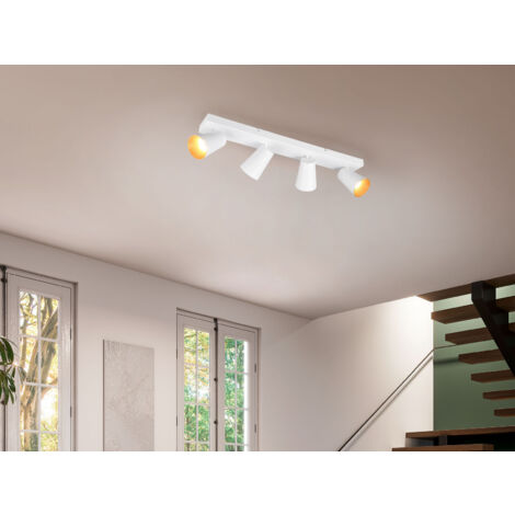 LED Deckenstrahler Weiß Gold 4-flammig, Breite 64cm