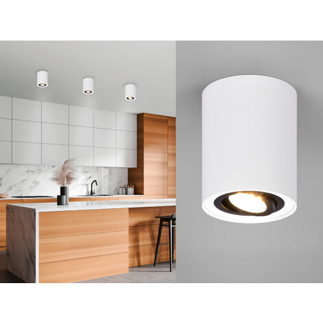 LED Deckenstrahler Weiß-Schwarz mit schwenkbarem Spot, Ø 9,6cm