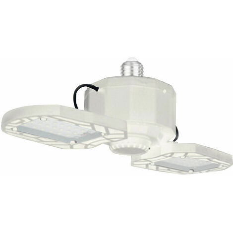 Led Deformation Pliante Lumiere De Garage E27 Led Haute Baie Lumiere 2 Feuilles 60W Coque En Plastique Blanc zhuoxuan