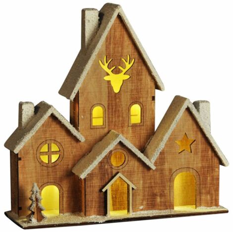 LED Deko Haus 25 cm - 6 LED - Tisch Weihnachtsdeko Batterie betrieben