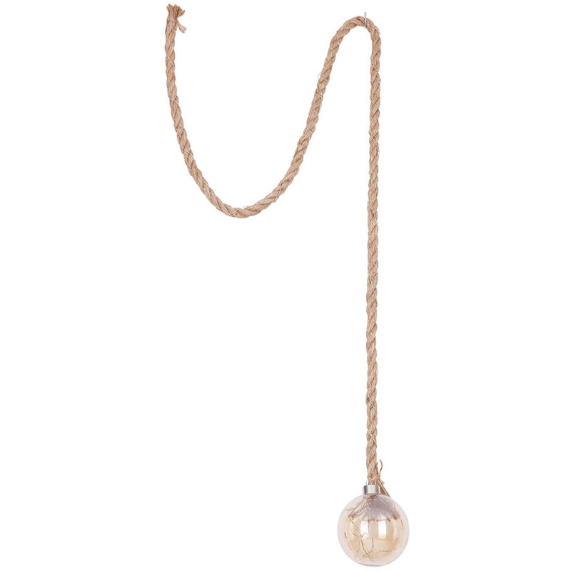 Led deko suspension plafonnier plafonnier lampe de salon corde de chanvre verre ambre, 2 watts 18 lm 2500 k blanc chaud, h 160 cm